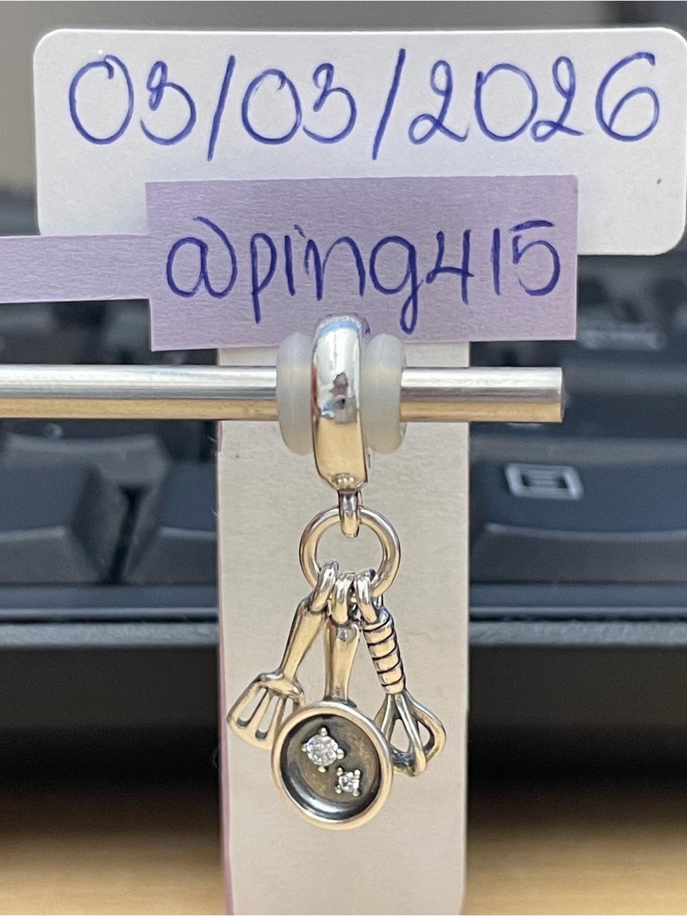 Pandora Spatula, Frying Pan & Whisk Dangle Charm